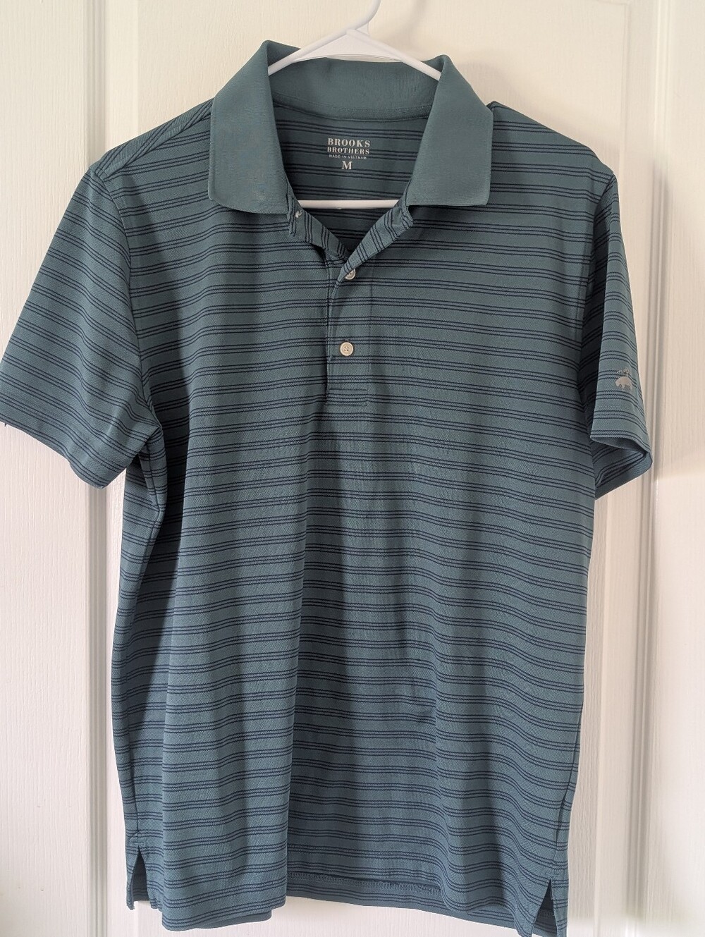 BROOKS  BROTHERS Green Striped Polo Shirt Men’s  Medium